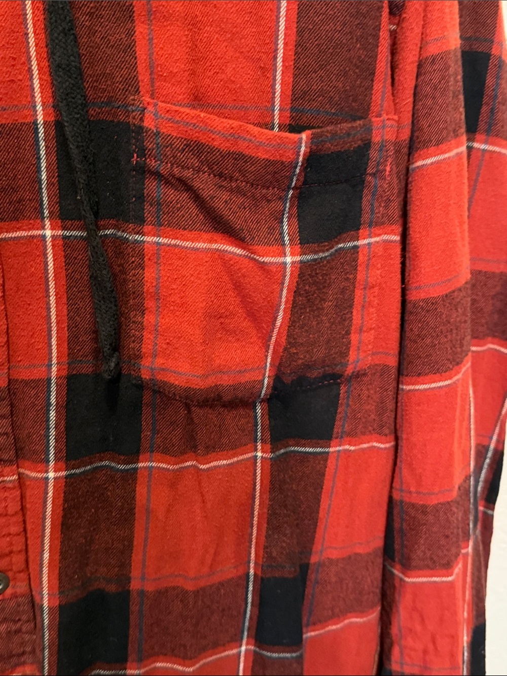 💋💋💋BOGOHO💋💋💋The Foundry Red and Black Plaid Hooded Button-Up Shirt-2XLT - Picture 4 of 7